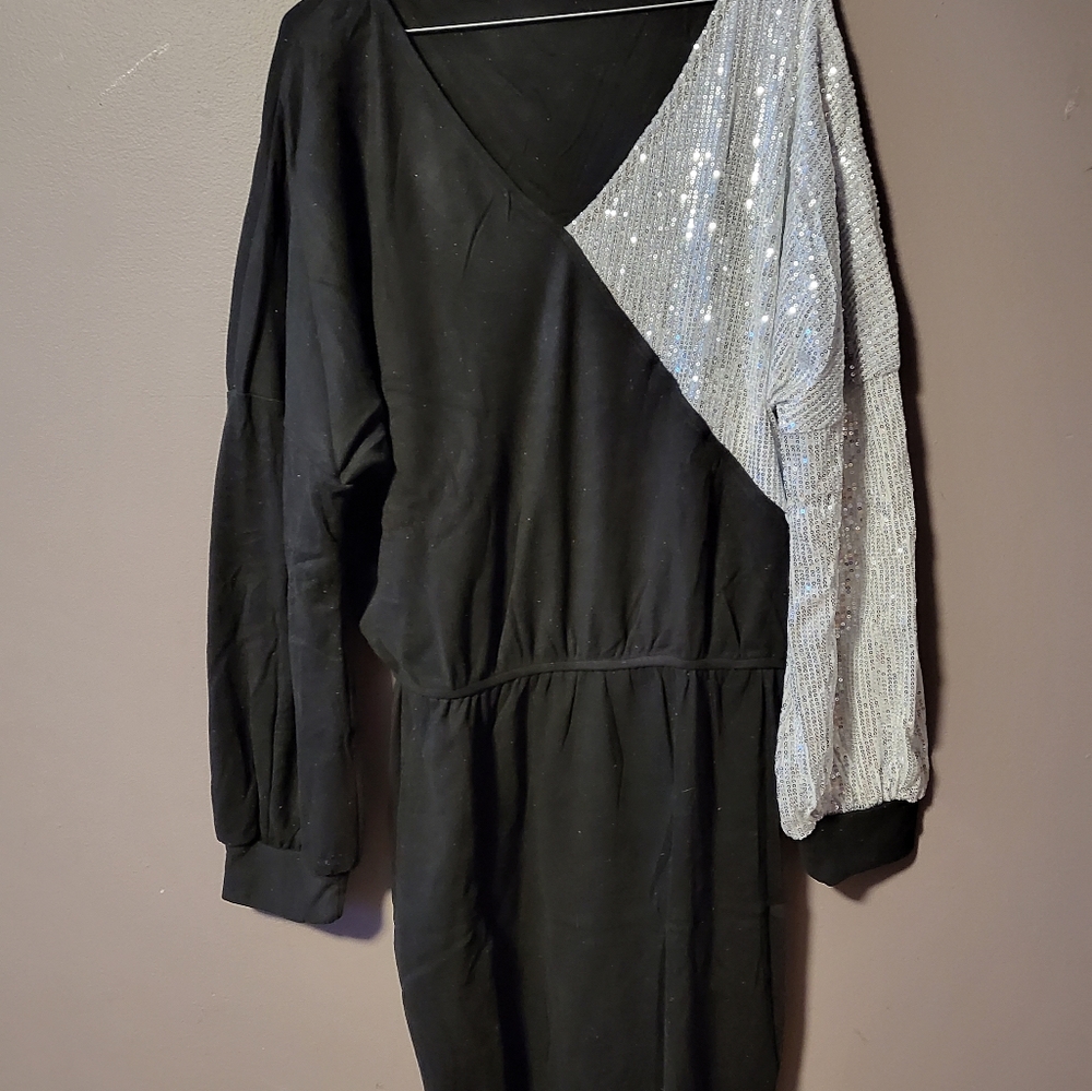 Silver sleeved dress